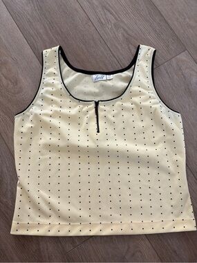 Tail Cream Tank Top with Black Polka Dots and Trim